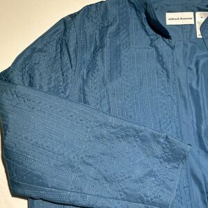 Alfred Dunner Shiny Blue Embroidered Open Front Cardigan Jacket W 18